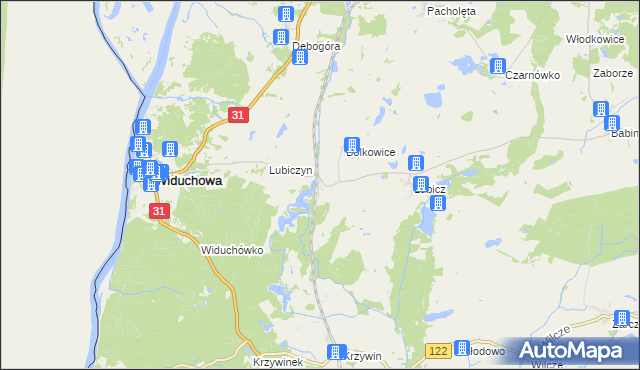 mapa Widuchowa-Stacja, Widuchowa-Stacja na mapie Targeo