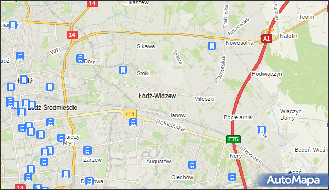 mapa Widzew, Widzew na mapie Targeo