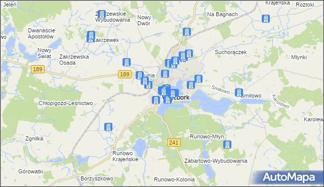 mapa Więcbork, Więcbork na mapie Targeo