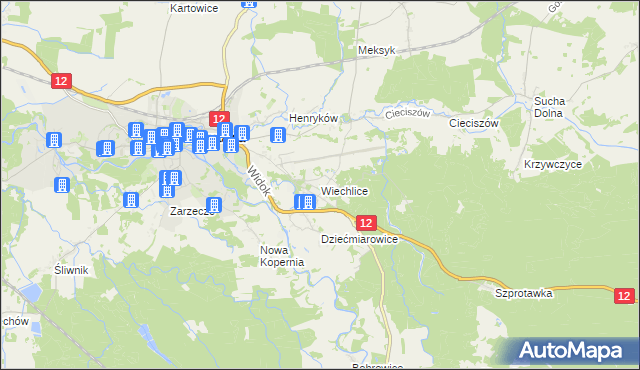 mapa Wiechlice, Wiechlice na mapie Targeo