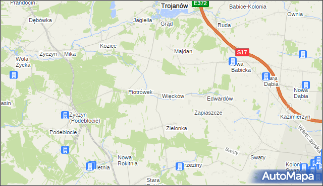 mapa Więcków, Więcków na mapie Targeo