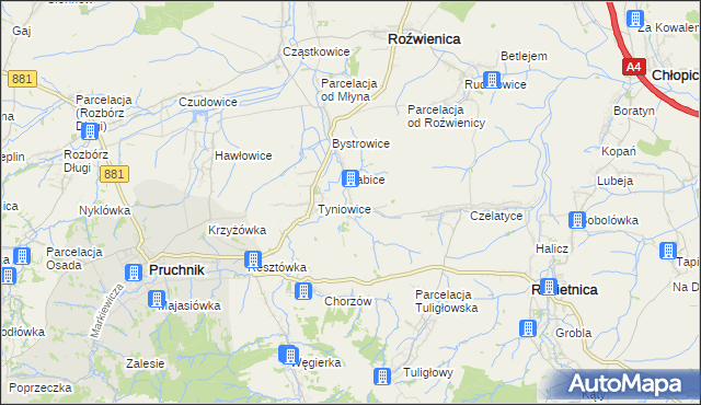 mapa Więckowice gmina Roźwienica, Więckowice gmina Roźwienica na mapie Targeo