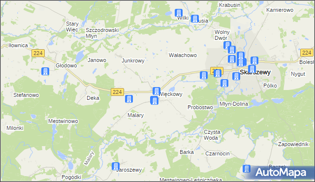 mapa Więckowy, Więckowy na mapie Targeo