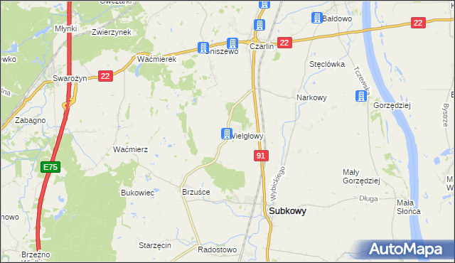 mapa Wielgłowy, Wielgłowy na mapie Targeo