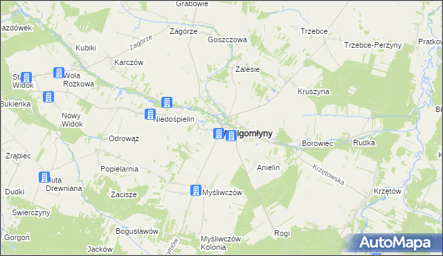 mapa Wielgomłyny, Wielgomłyny na mapie Targeo