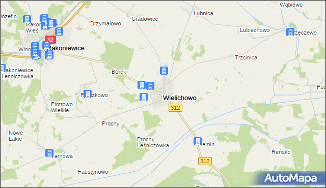 mapa Wielichowo powiat grodziski, Wielichowo powiat grodziski na mapie Targeo