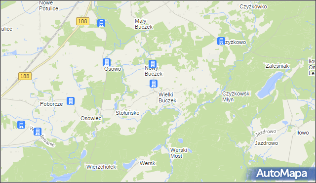 mapa Wielki Buczek gmina Lipka, Wielki Buczek gmina Lipka na mapie Targeo