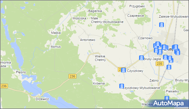 mapa Wielkie Chełmy, Wielkie Chełmy na mapie Targeo