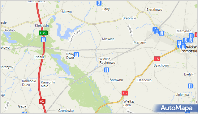 mapa Wielkie Rychnowo, Wielkie Rychnowo na mapie Targeo