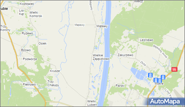 mapa Wielkie Zajączkowo, Wielkie Zajączkowo na mapie Targeo