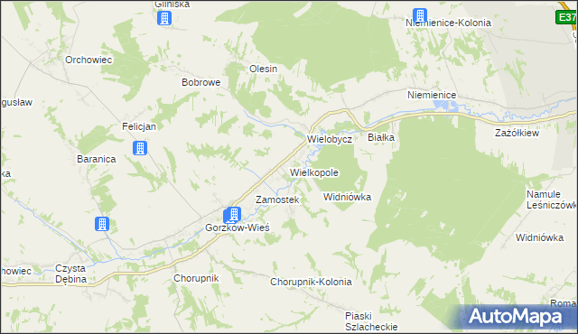 mapa Wielkopole gmina Gorzków, Wielkopole gmina Gorzków na mapie Targeo