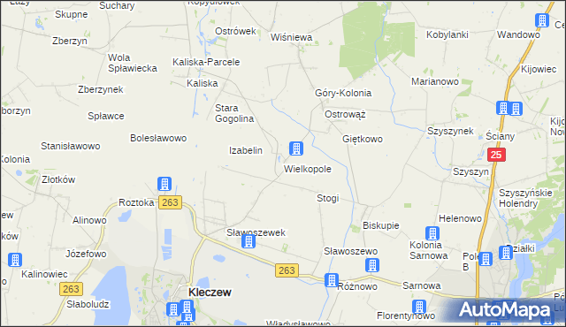 mapa Wielkopole gmina Kleczew, Wielkopole gmina Kleczew na mapie Targeo