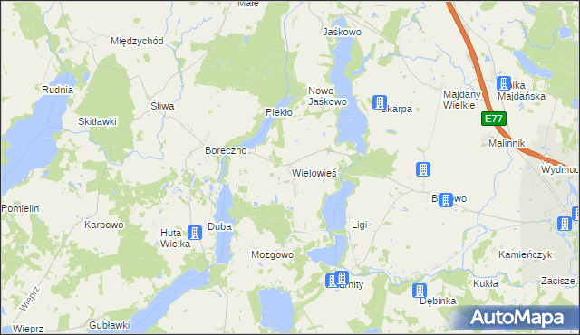 mapa Wielowieś gmina Zalewo, Wielowieś gmina Zalewo na mapie Targeo