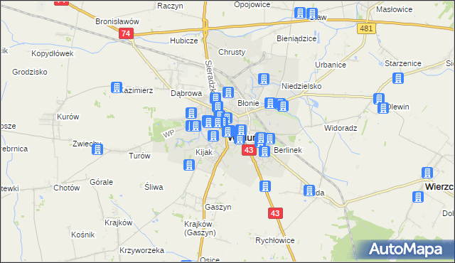 mapa Wieluń, Wieluń na mapie Targeo