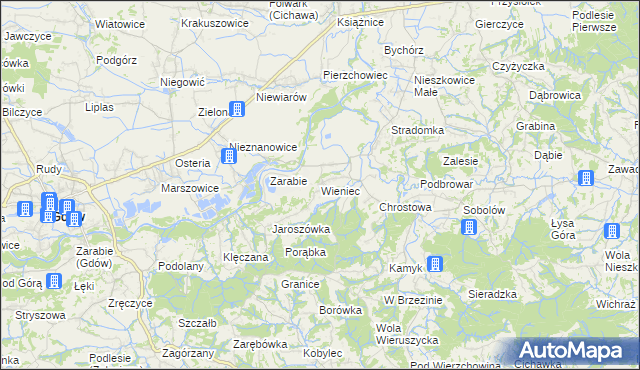 mapa Wieniec gmina Gdów, Wieniec gmina Gdów na mapie Targeo