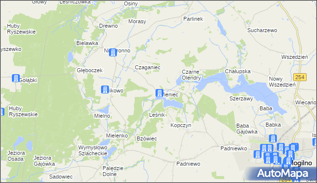 mapa Wieniec gmina Mogilno, Wieniec gmina Mogilno na mapie Targeo
