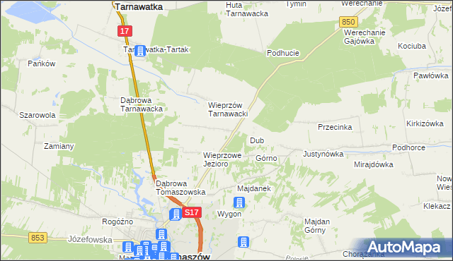 mapa Wieprzów Ordynacki, Wieprzów Ordynacki na mapie Targeo