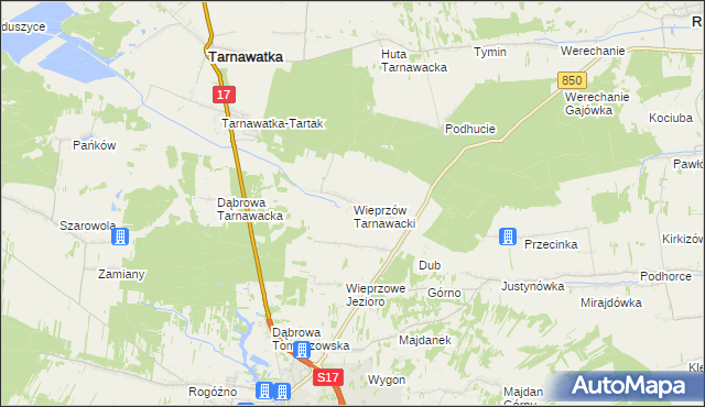 mapa Wieprzów Tarnawacki, Wieprzów Tarnawacki na mapie Targeo