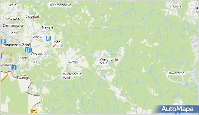 mapa Wierchomla Mała, Wierchomla Mała na mapie Targeo