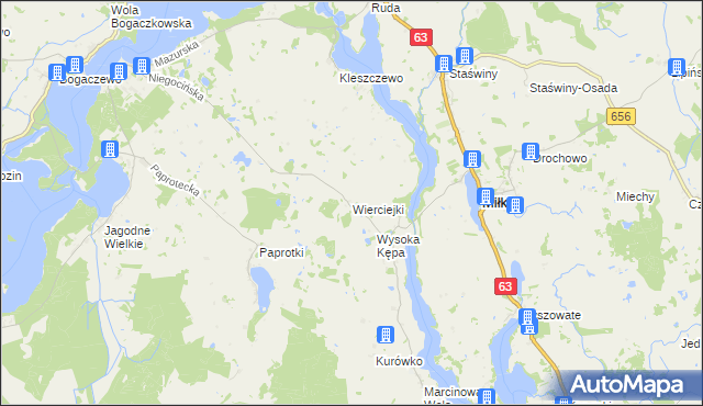 mapa Wierciejki, Wierciejki na mapie Targeo