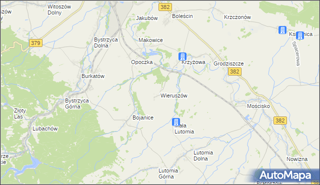 mapa Wieruszów gmina Świdnica, Wieruszów gmina Świdnica na mapie Targeo