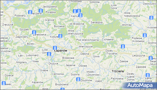 mapa Wieruszyce, Wieruszyce na mapie Targeo