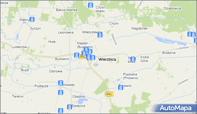 mapa Wierzbica powiat chełmski, Wierzbica powiat chełmski na mapie Targeo