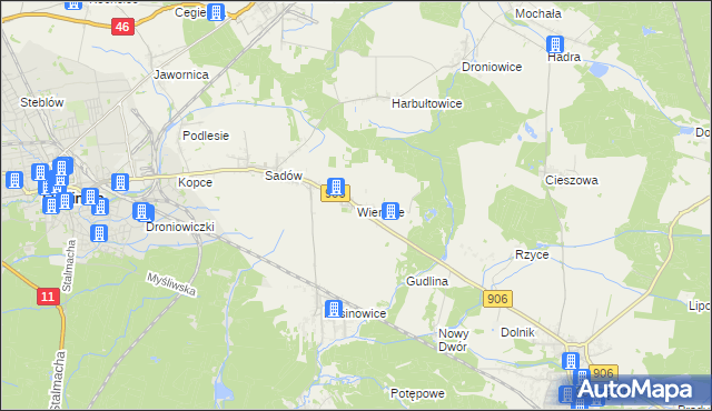 mapa Wierzbie gmina Koszęcin, Wierzbie gmina Koszęcin na mapie Targeo