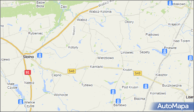 mapa Wierzbowo gmina Lisewo, Wierzbowo gmina Lisewo na mapie Targeo