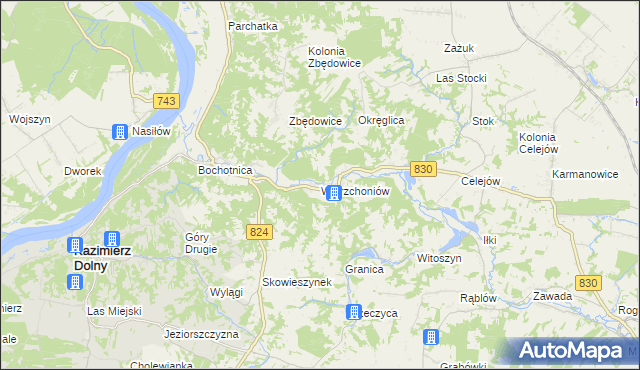 mapa Wierzchoniów, Wierzchoniów na mapie Targeo