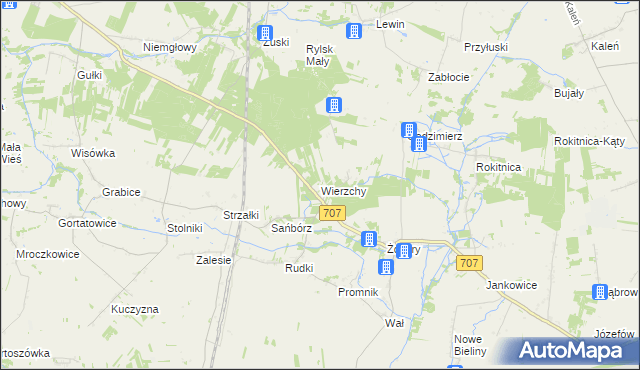 mapa Wierzchy gmina Nowe Miasto nad Pilicą, Wierzchy gmina Nowe Miasto nad Pilicą na mapie Targeo