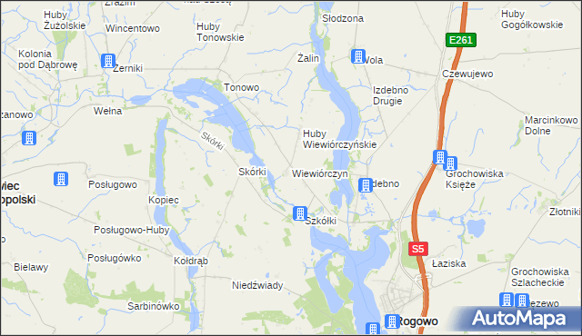 mapa Wiewiórczyn gmina Rogowo, Wiewiórczyn gmina Rogowo na mapie Targeo