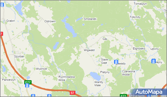 mapa Wigwałd, Wigwałd na mapie Targeo