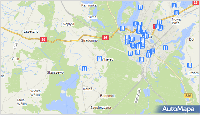 mapa Wikielec gmina Iława, Wikielec gmina Iława na mapie Targeo