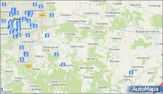 mapa Wiktorów gmina Bełchatów, Wiktorów gmina Bełchatów na mapie Targeo