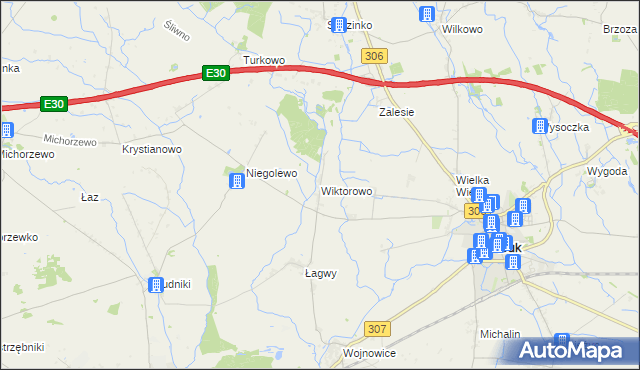 mapa Wiktorowo gmina Buk, Wiktorowo gmina Buk na mapie Targeo