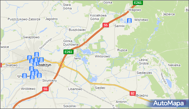 mapa Wiktorowo gmina Kostrzyn, Wiktorowo gmina Kostrzyn na mapie Targeo