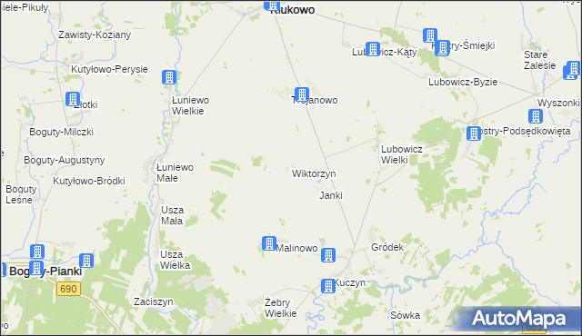 mapa Wiktorzyn gmina Klukowo, Wiktorzyn gmina Klukowo na mapie Targeo