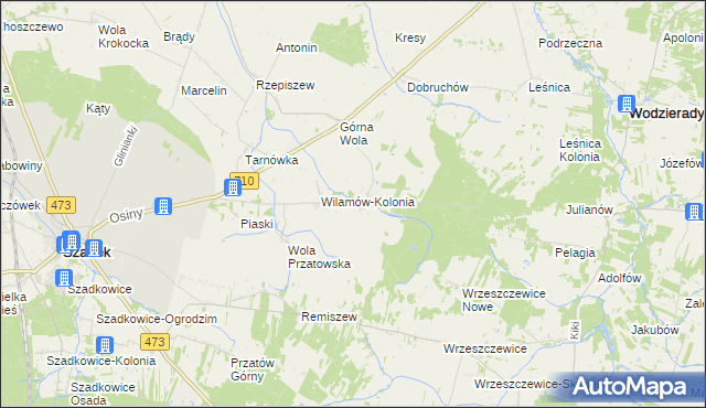 mapa Wilamów gmina Szadek, Wilamów gmina Szadek na mapie Targeo