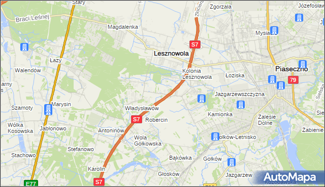 mapa Wilcza Góra gmina Lesznowola, Wilcza Góra gmina Lesznowola na mapie Targeo