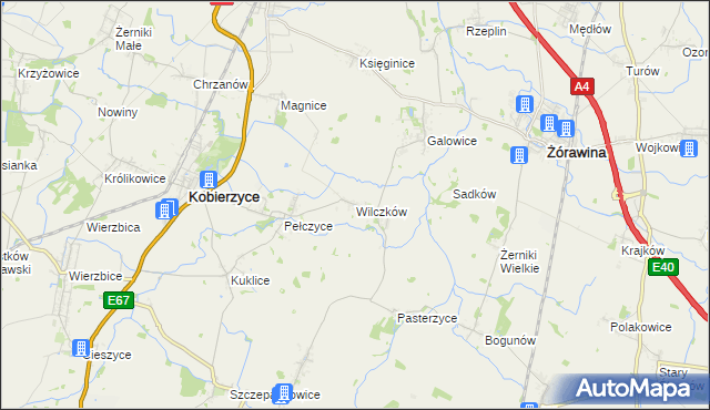 mapa Wilczków gmina Żórawina, Wilczków gmina Żórawina na mapie Targeo