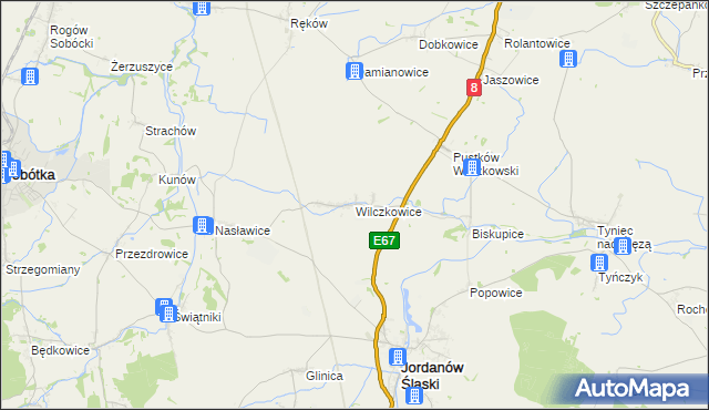 mapa Wilczkowice gmina Jordanów Śląski, Wilczkowice gmina Jordanów Śląski na mapie Targeo