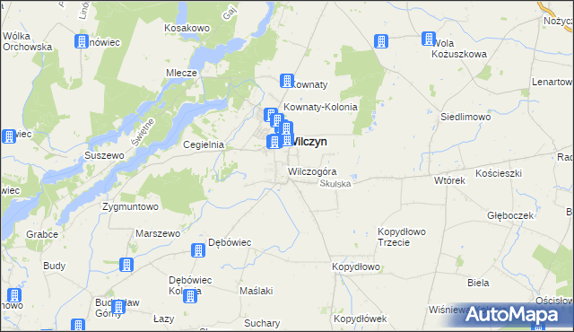 mapa Wilczogóra gmina Wilczyn, Wilczogóra gmina Wilczyn na mapie Targeo