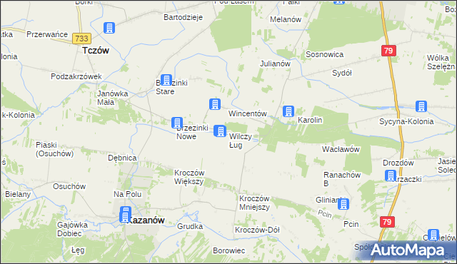 mapa Wilczy Ług, Wilczy Ług na mapie Targeo
