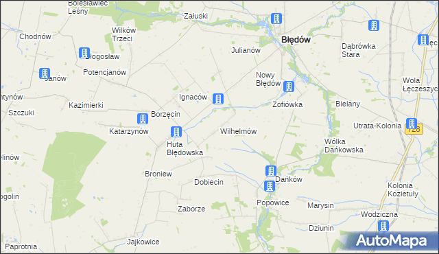 mapa Wilhelmów gmina Błędów, Wilhelmów gmina Błędów na mapie Targeo