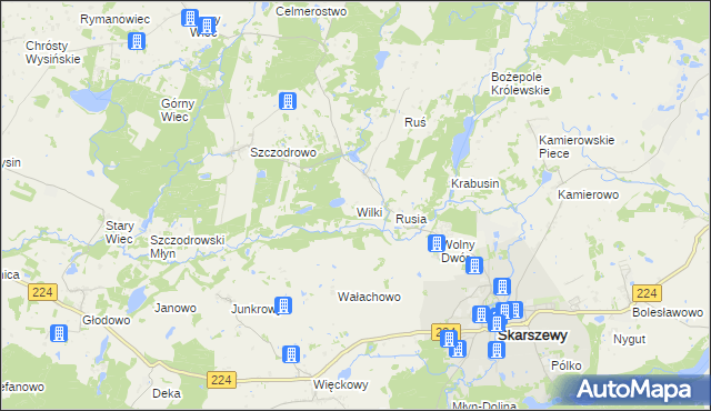 mapa Wilki gmina Skarszewy, Wilki gmina Skarszewy na mapie Targeo