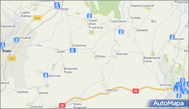 mapa Wilków gmina Biała, Wilków gmina Biała na mapie Targeo