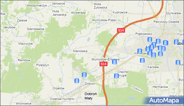 mapa Wincentów gmina Dobroń, Wincentów gmina Dobroń na mapie Targeo