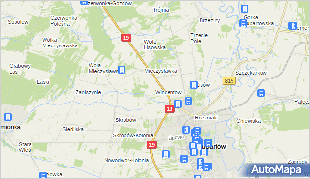 mapa Wincentów gmina Lubartów, Wincentów gmina Lubartów na mapie Targeo