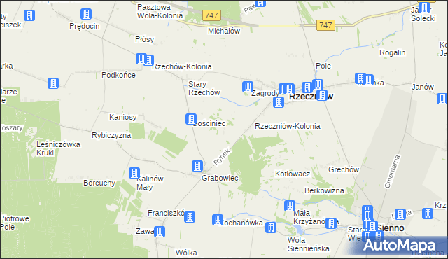 mapa Wincentów gmina Rzeczniów, Wincentów gmina Rzeczniów na mapie Targeo